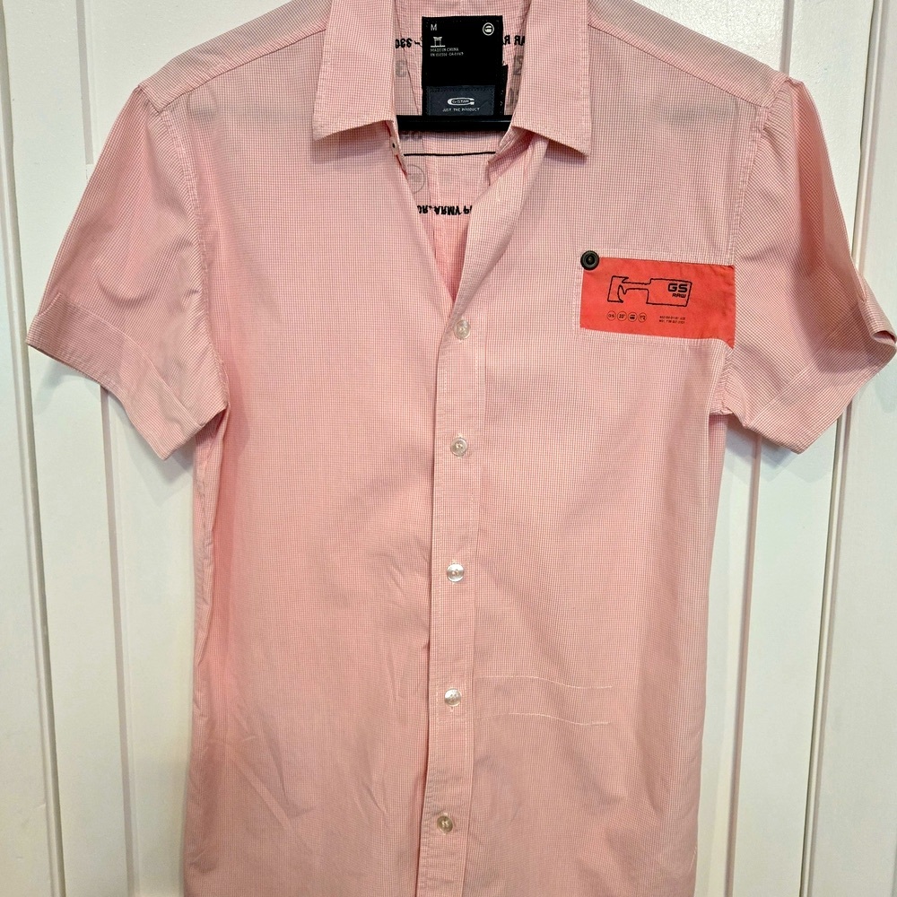 G-Star Pink Casual Button Down Shirt with Lightweight Texture
